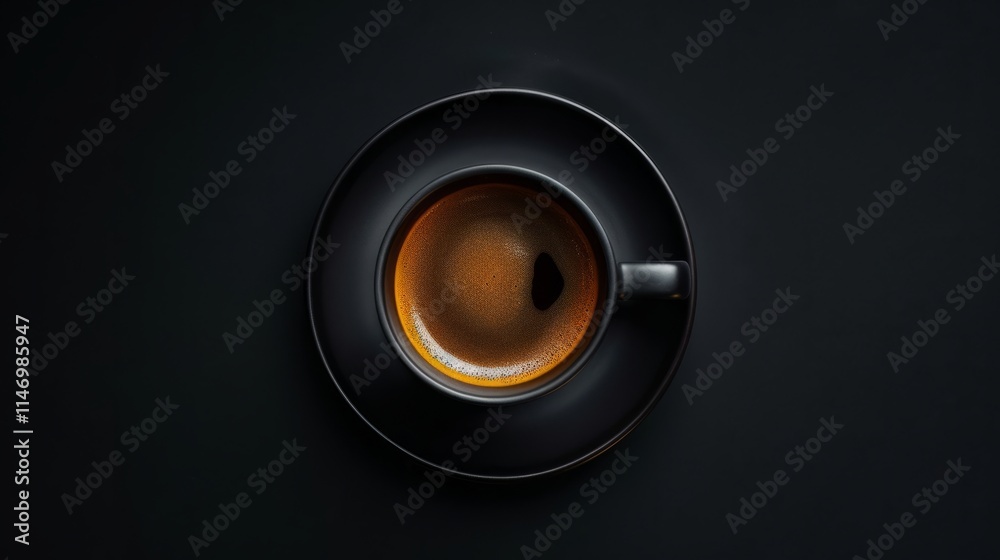 Zen-like simplicity captured in a cup of black coffee on a saucer Zen-like simplicity captured in a cup of black coffee on a saucer