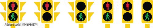 Traffic light interface icon in flat set. isolated in transparent background symbol use for Traffic control or stoplights with go light and caution light in vector for apps and website