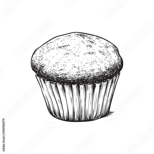 muffin vector illustrations - hand drawn muffin - black and white muffin isolated on white background