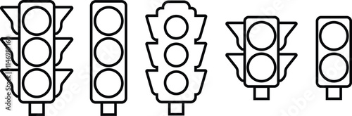 Traffic light interface icon in line set. isolated in transparent background symbol use for Traffic control or stoplights with go light and caution light in vector for apps and website