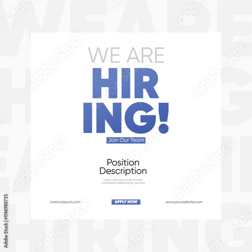 We are hiring and join our team banner design template. We are hiring creative ads. Hiring poster. Hiring social media post vector illustration