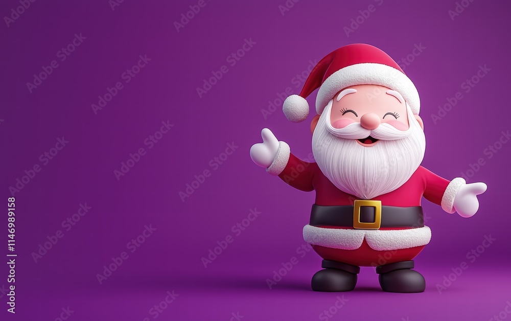3D cute Santa on bright purple background 3D cute Santa on bright purple background