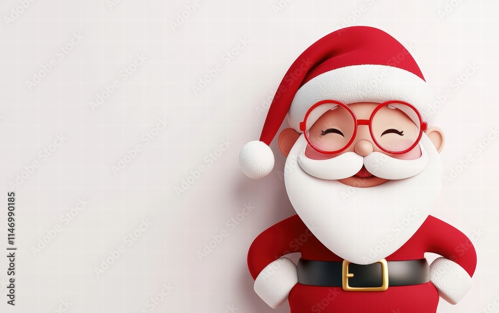 3D cute Santa on bright white background 3D cute Santa on bright white background