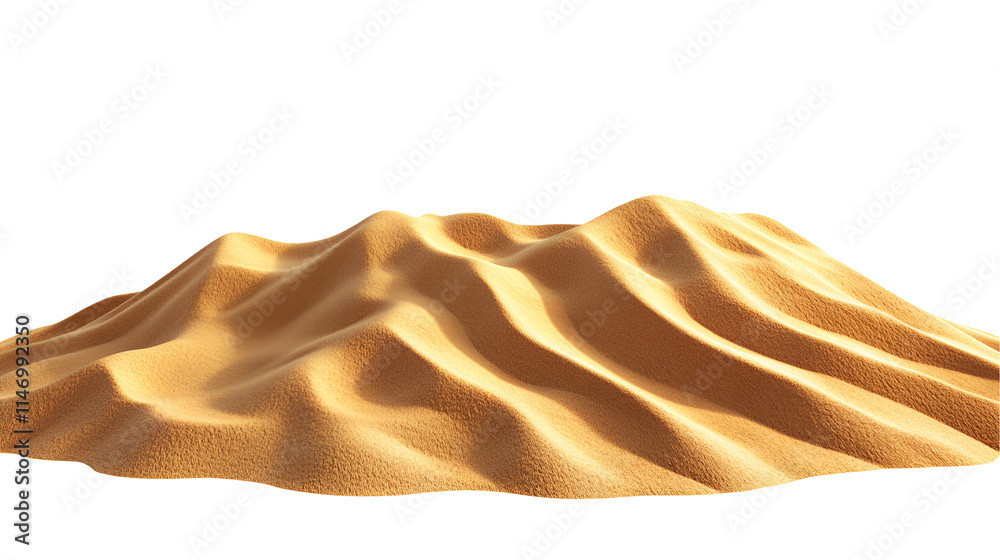 Obraz premium Golden Desert Sand Dune Texture, Isolated Background, Wave Pattern