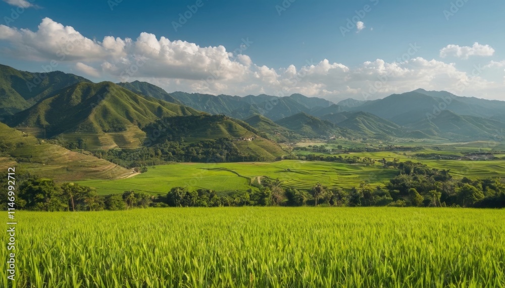 The serene landscape of Harihara features lush fields and gentle hills under a clear blue sky The serene landscape of Harihara features lush fields and gentle hills under a clear blue sky