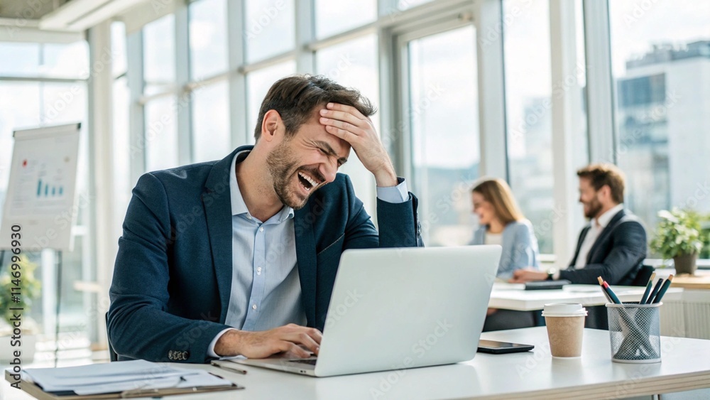 man working in the office receives happy news
man working in the office receives happy news