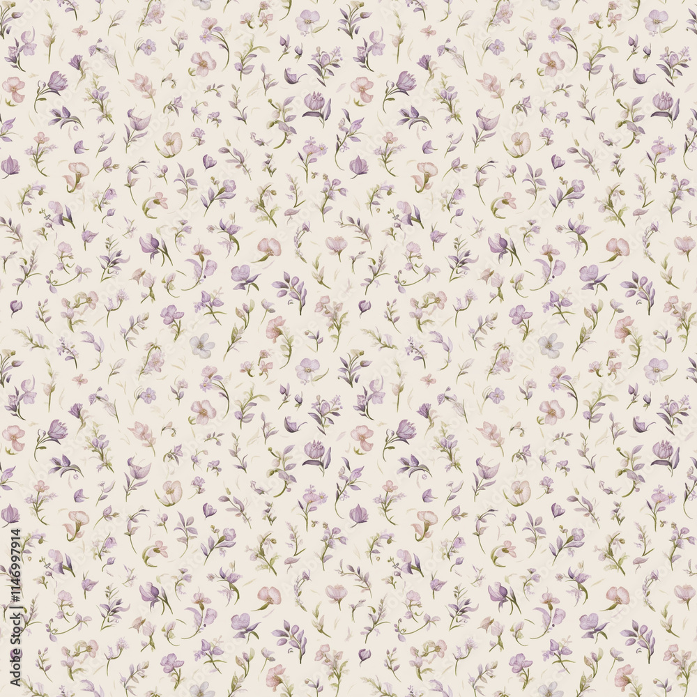Fototapeta premium Seamless floral pattern background in pastel colors for design projects and copy space