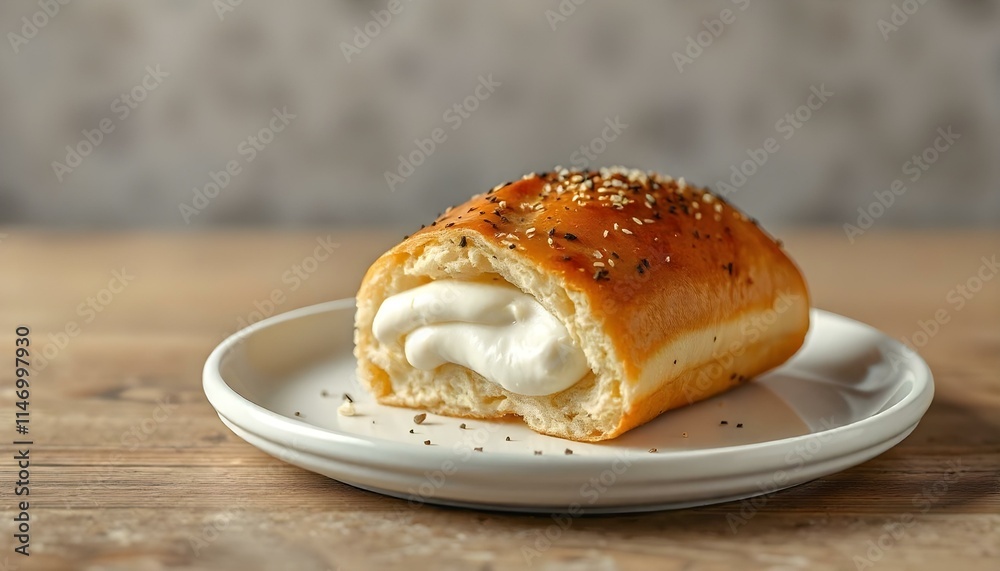 bread roll with cream real photo photorealistic bread roll with cream real photo photorealistic