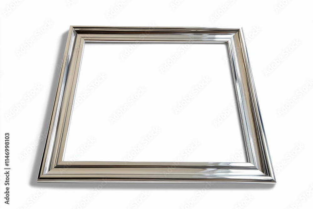 Fototapeta premium Silver rectangular frame, polished, empty.