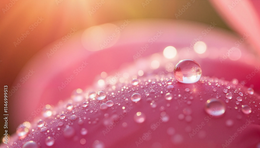 Close-up of pink flower petals with droplets of water against a soft, illuminated background Close-up of pink flower petals with droplets of water against a soft, illuminated background