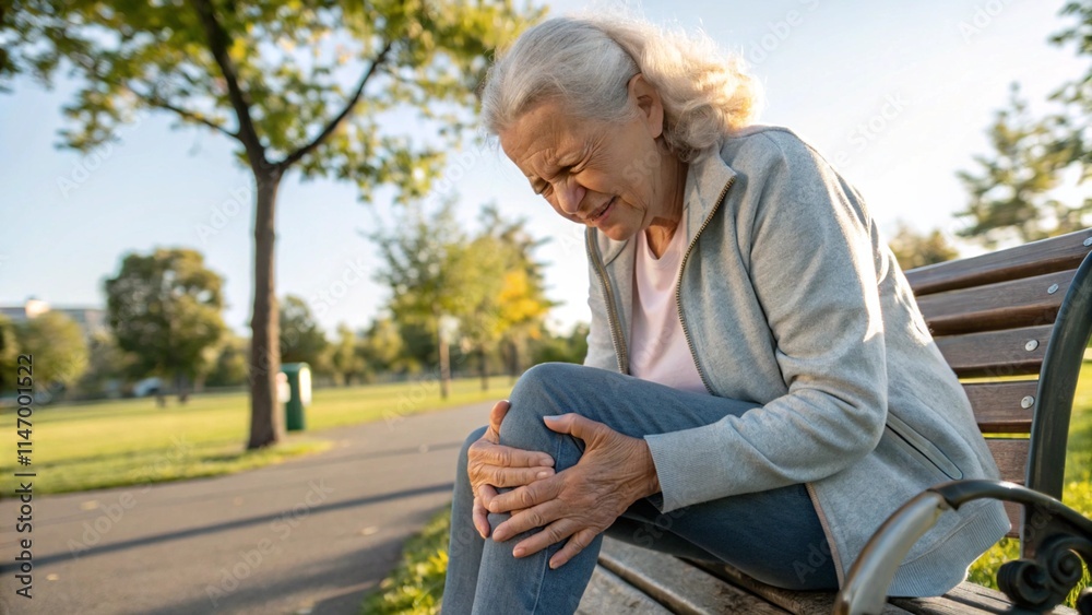 Fototapeta premium elderly woman suffering from knee pain 