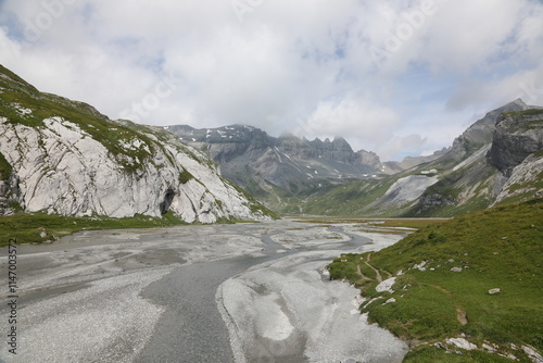 Hike to the Flems stream in the canton of Graubünden, Switzerland photo