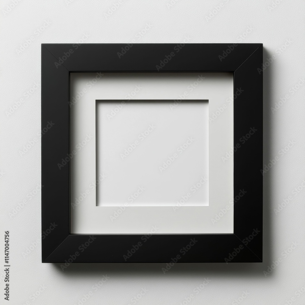 Black frame, white mat, empty space. Black frame, white mat, empty space.