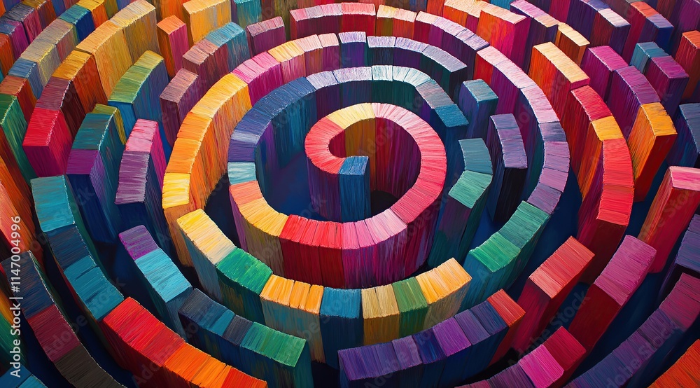 Colorful dominoes arranged in an endless spiral, creating a vibrant Colorful dominoes arranged in an endless spiral, creating a vibrant