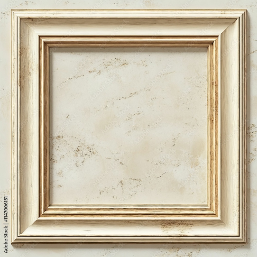 Fototapeta premium Ornate frame, textured off-white background.