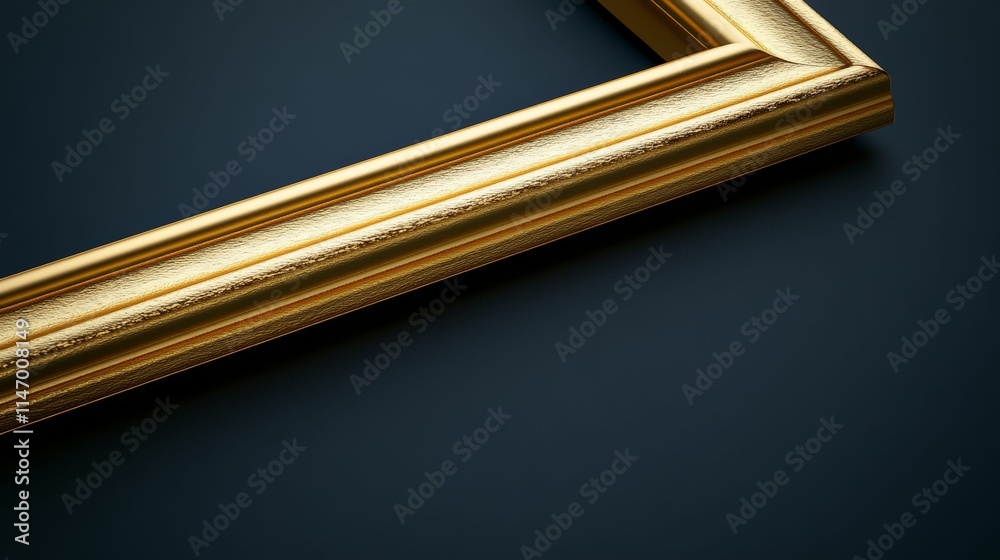 Golden frame corner, dark background, textured surface. Golden frame corner, dark background, textured surface.