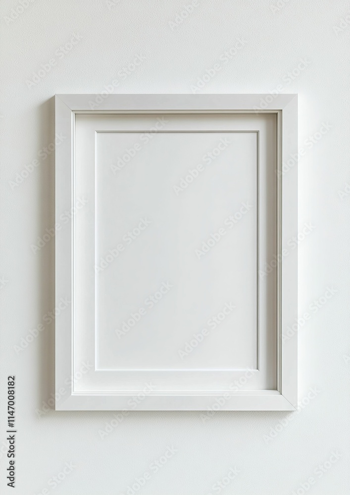 White frame, blank interior, textured wall. White frame, blank interior, textured wall.