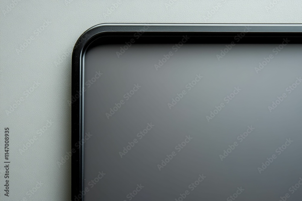 Dark frame, gray background, corner view. Dark frame, gray background, corner view.