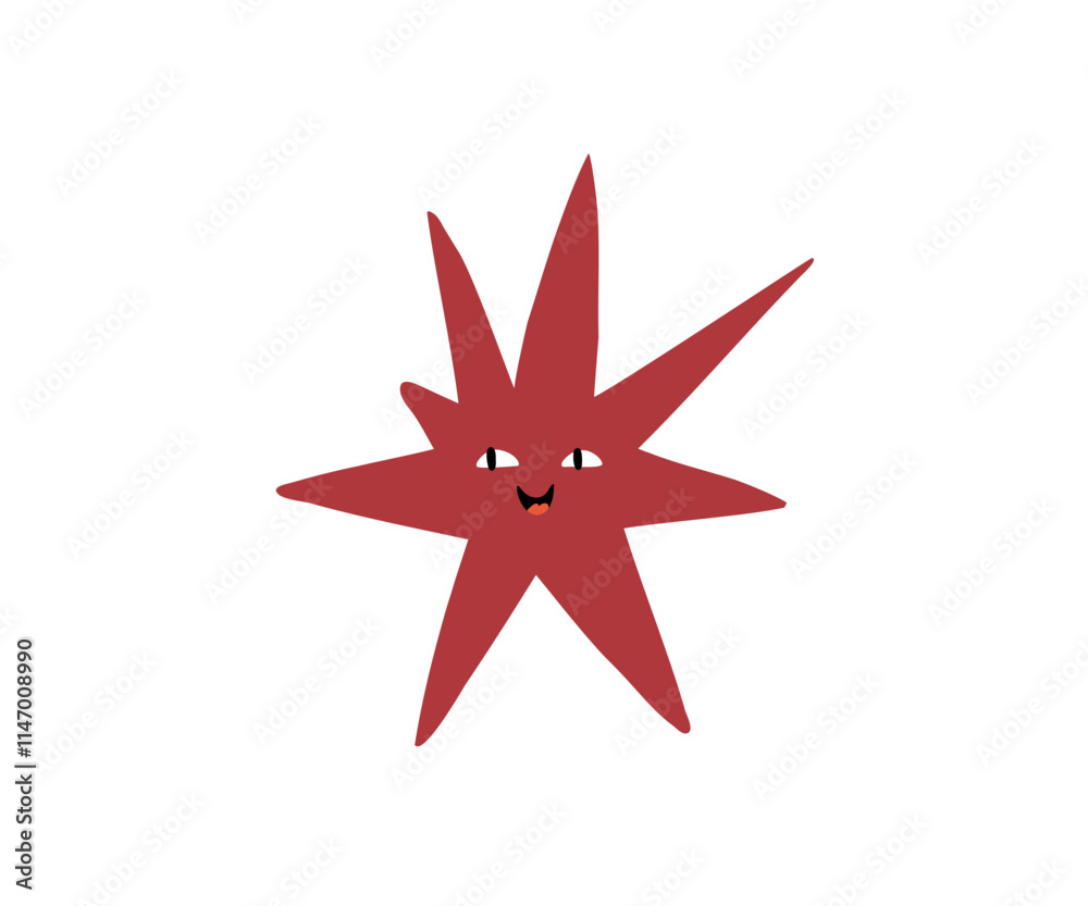 Cute star with emotions drawn in flat style. Hand drawn vector illustration. Cute star with emotions drawn in flat style. Hand drawn vector illustration.