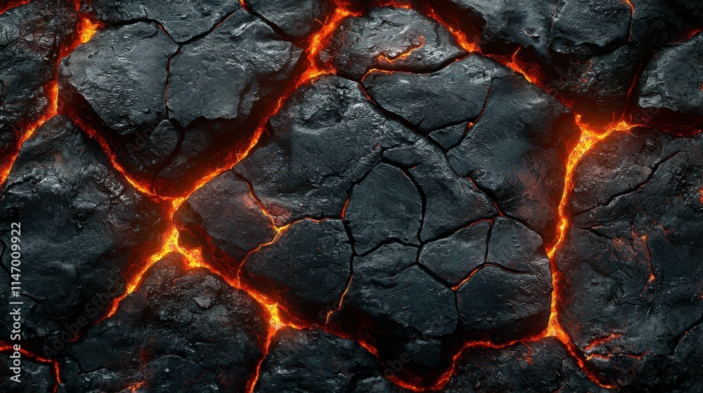Close-up image of rocky, scorched terrain featuring deep cracks and glowing lava lines, showcasing a dynamic and fiery landscape. Close-up image of rocky, scorched terrain featuring deep cracks and glowing lava lines, showcasing a dynamic and fiery landscape.