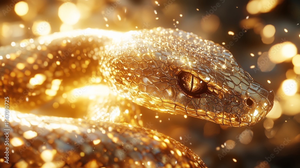 Golden Snake with Radiant Scales in Enchanting Light Golden Snake with Radiant Scales in Enchanting Light