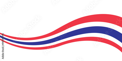 Long waving Thailand flag isolated on png or transparent background,Symbol Thailand,template for banner,card,advertising ,promote,and business matching country poster, vector illustration