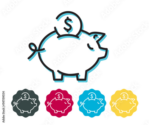 Finance Piggy Bank Icon - Saving - Illustration