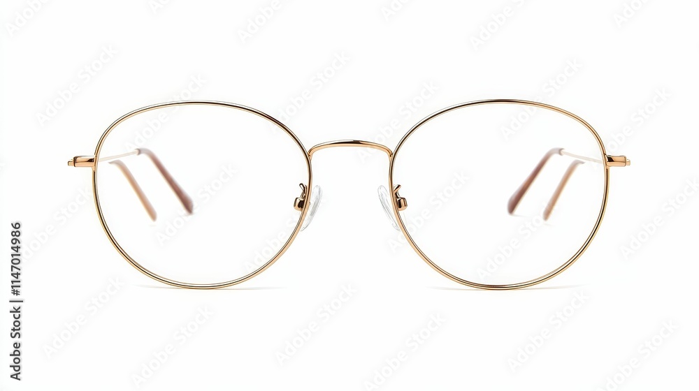 Gold-rimmed round eyeglasses isolated, white background. Gold-rimmed round eyeglasses isolated, white background.