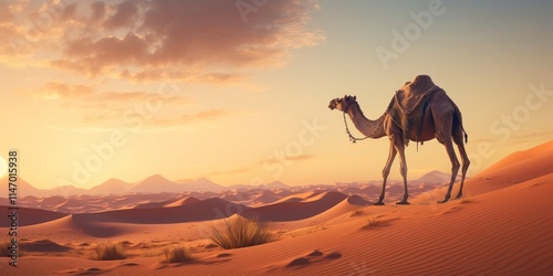 Wallpaper Mural Camel in the desert at sunset. Torontodigital.ca