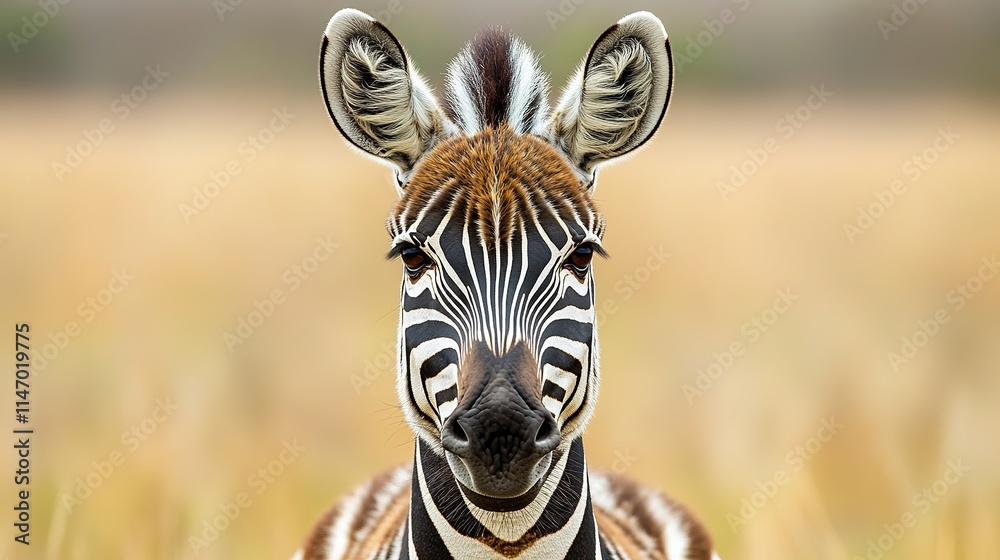 Naklejka premium Striking close-up of zebra showcasing unique stripes and express