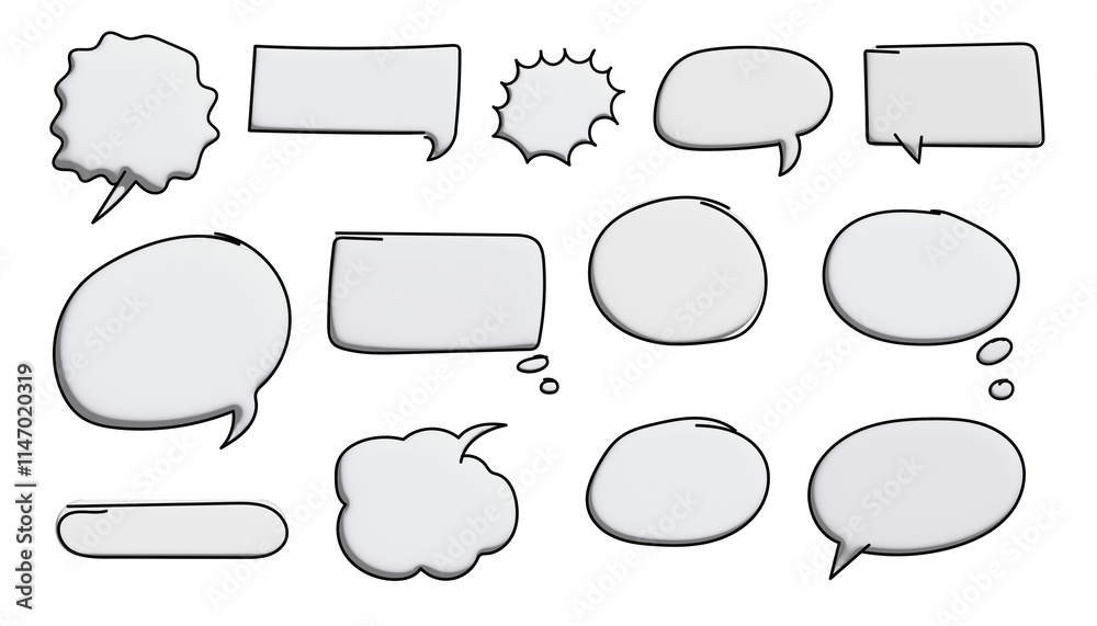 3D White Chat Bubble Illustration with line Scribbles 3D White Chat Bubble Illustration with line Scribbles