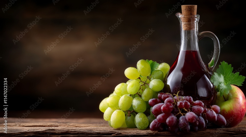 Obraz premium A bottle of wine and some grapes on a table