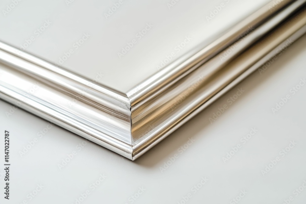 Silver frame corner, elegant, reflective surface. Silver frame corner, elegant, reflective surface.