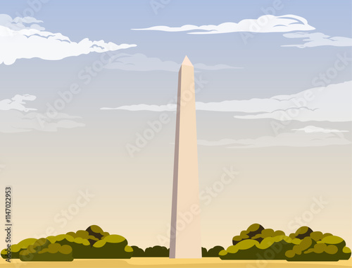 An Obelisk - The Washington Monument - Stock Illustration