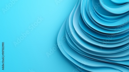 a blue background with a bunch of paper cut out of it
