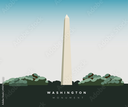 An Obelisk - The Washington Monument - Stock Illustration