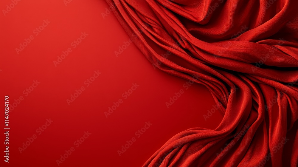 Obraz premium A red fabric draped over a red background