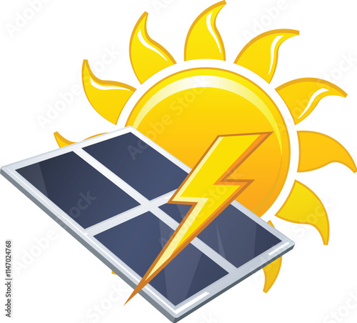 Solar Electrical Energy with PV Panels - Icon as EPS 10 File