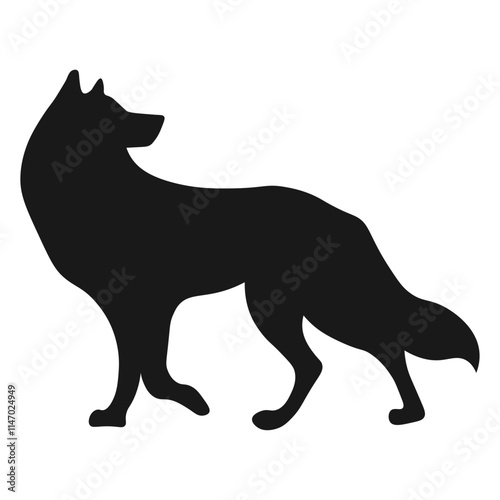 Wolf silhouette isolated on white background. Vector