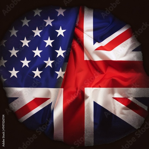 American and British English language concept, USA and UK flags photo