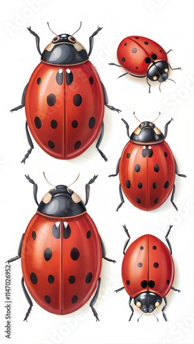 Ladybugs vector set isolated on white background