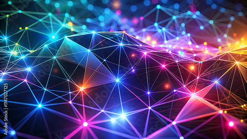 Abstract futuristic neon low-poly motion background for advanced communication and digital connectivity