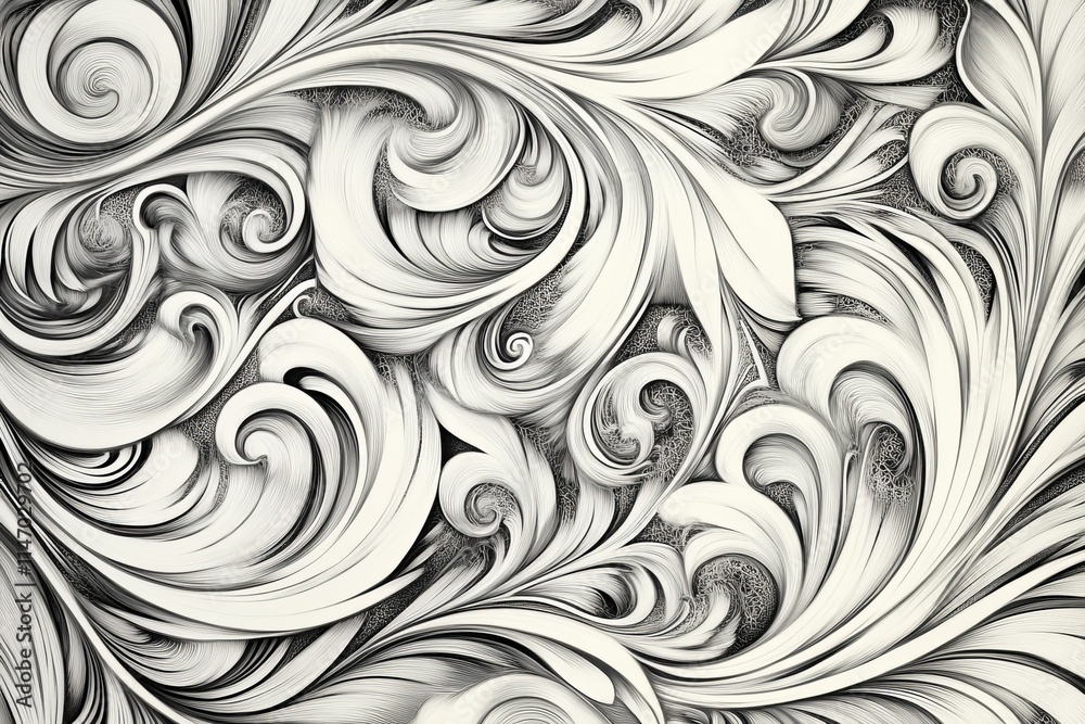 Swirling grayscale abstract floral pattern. Swirling grayscale abstract floral pattern.