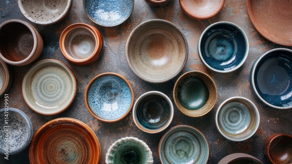 Detailed top-down photograph capturing the earthy tones and subtle variations of a ceramic texture background Detailed top-down photograph capturing the earthy tones and subtle variations of a ceramic texture background