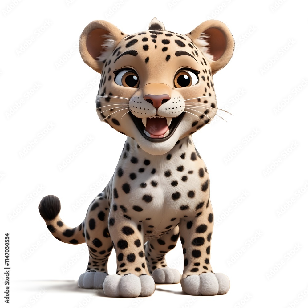 A cartoon leopard with a light brown coat and black spot A cartoon leopard with a light brown coat and black spot