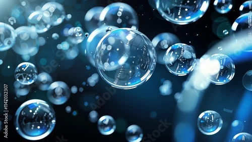 Wallpaper Mural Many floating soap bubbles with light reflections are creating a big data concept, suitable for technology, communication, and innovation themes Torontodigital.ca