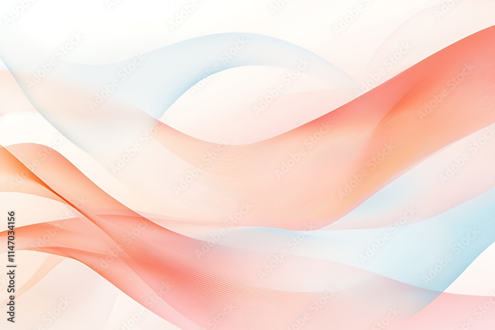 Abstract Pastel Waves Flowing Softly Across White Abstract Pastel Waves Flowing Softly Across White