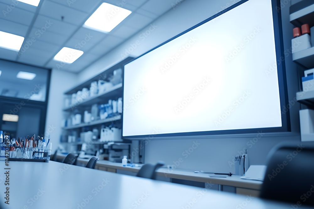 Modern Laboratory Conference Room With Blank Screen Modern Laboratory Conference Room With Blank Screen