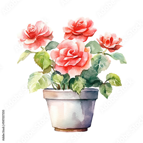 Pink Roses in Pot