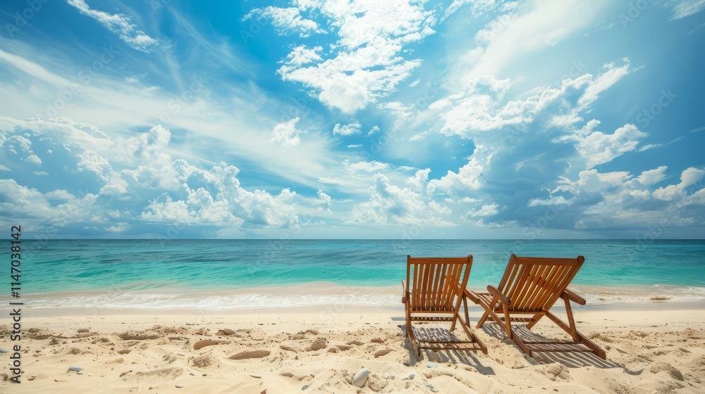 Sunny beach vacation scene with ample space for your promotional materials Sunny beach vacation scene with ample space for your promotional materials
